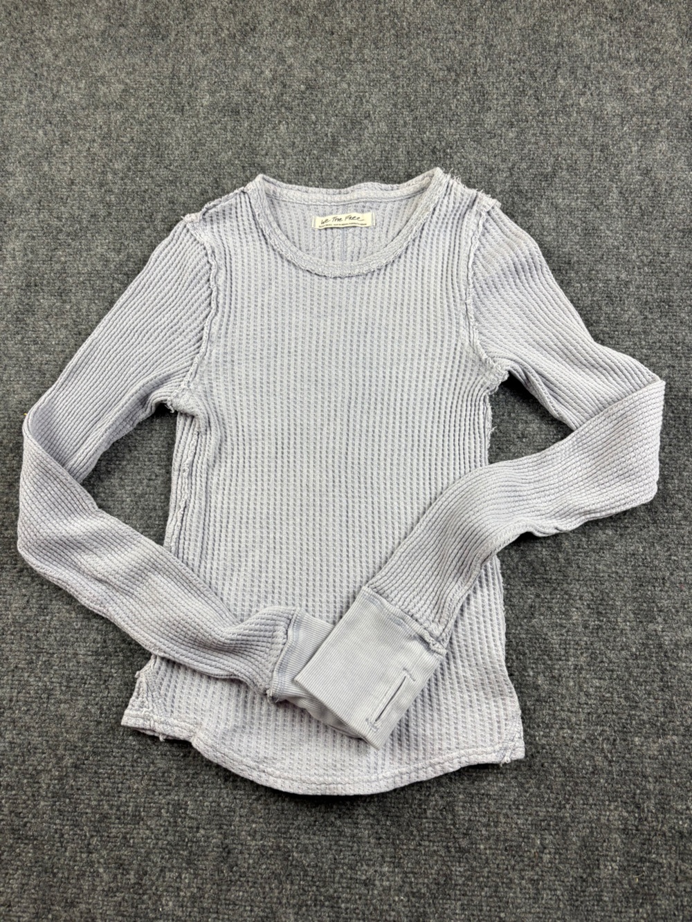 WE THE FREE Women’s Light Blue Waffle Knit Long Sleeve Henley size: Extra Small